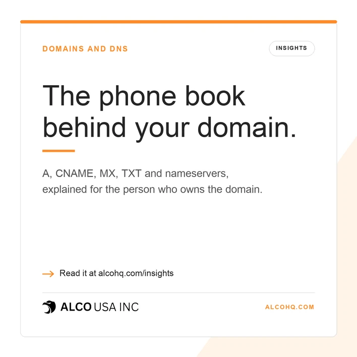 ALCO Insights graphic: The phone book behind your domain.