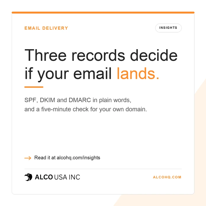 ALCO Insights graphic: Three records decide if your email lands.
