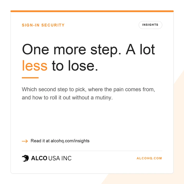 ALCO Insights graphic: One more step. A lot less to lose.