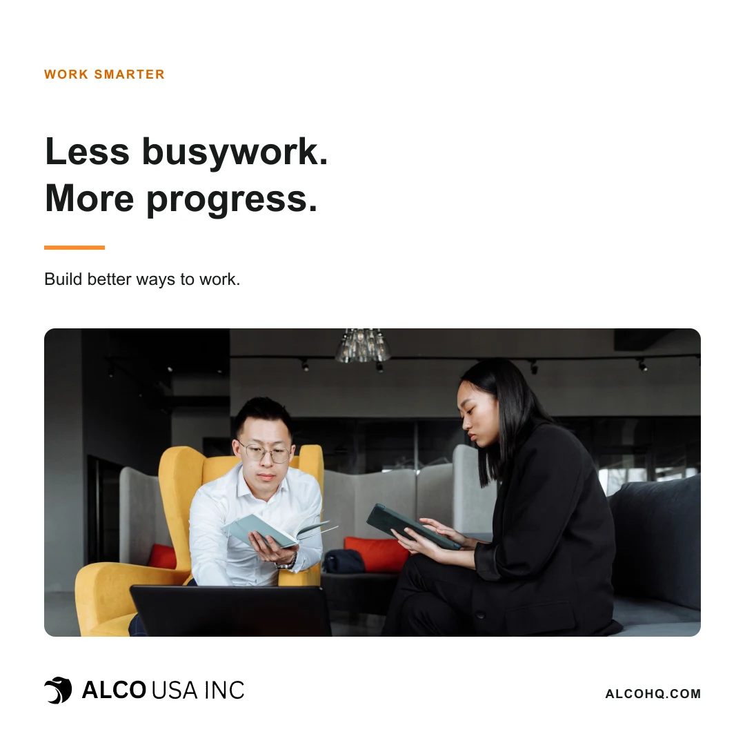 ALCO USA Inc graphic about reducing repetitive busywork and making everyday progress