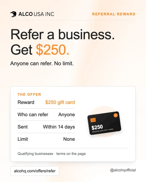 Refer a business. Get $250.