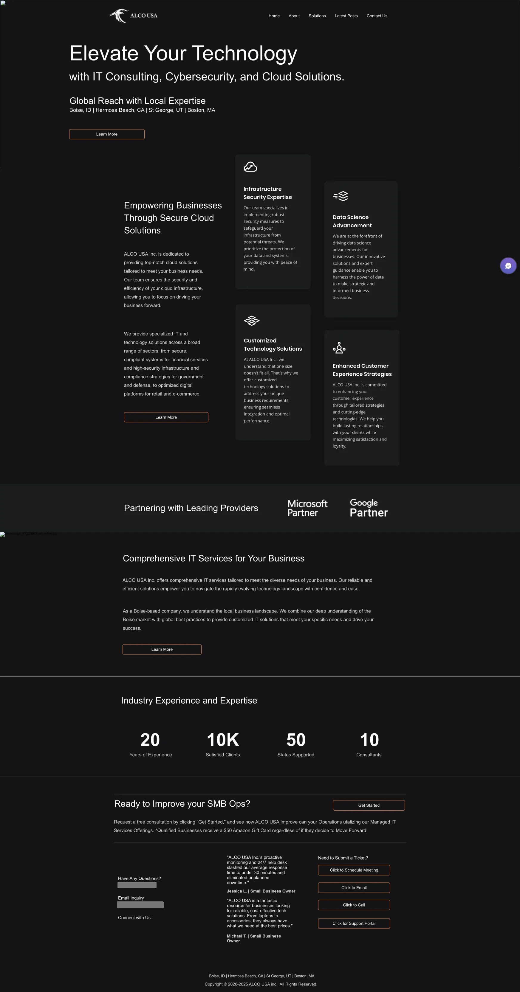 The alcousa.org homepage as it looked in May 2025, with historical contact details removed