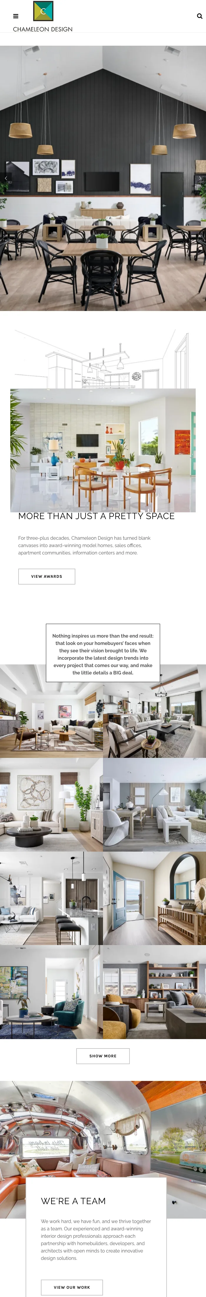 Chameleon Design website, tablet view