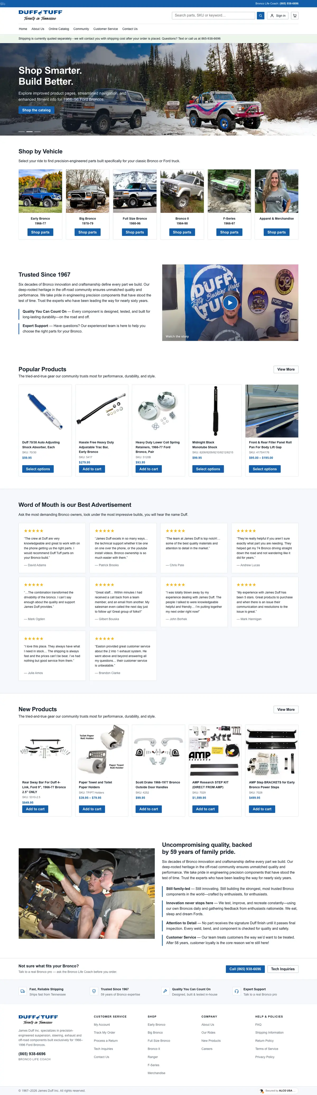 James Duff Inc website, desktop view