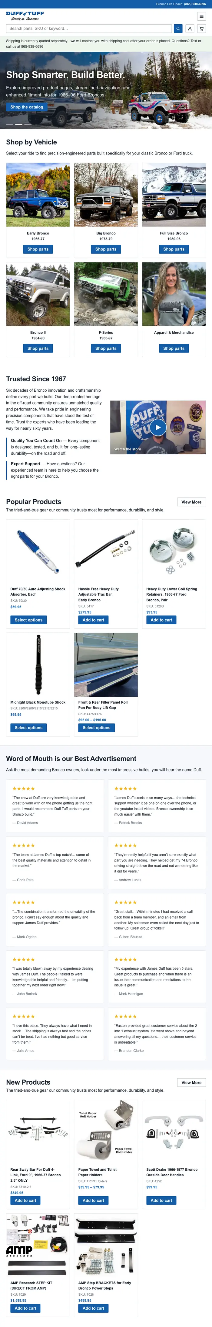James Duff Inc website, tablet view