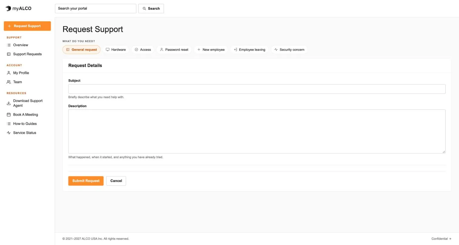 Request support in myALCO