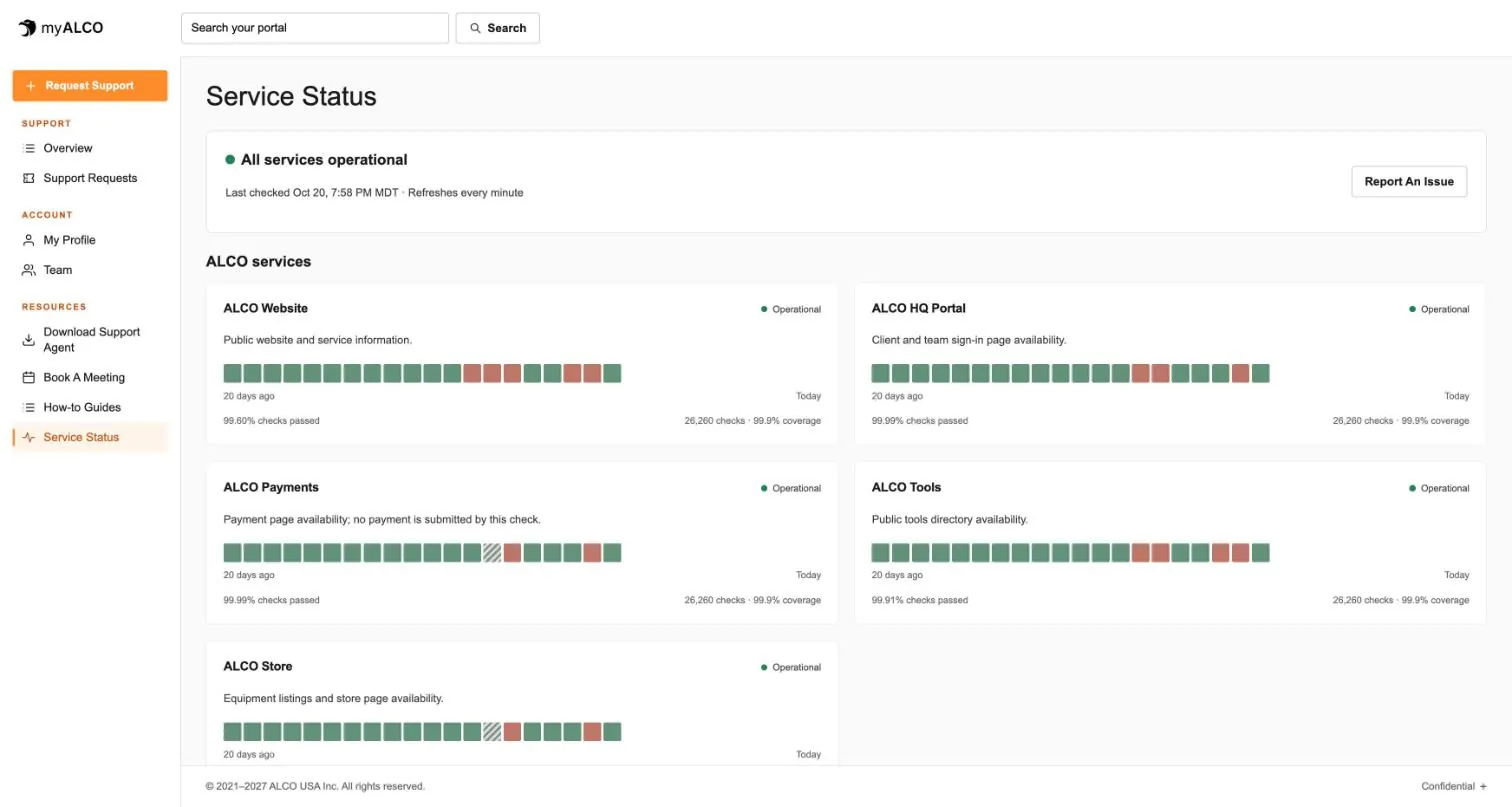 Service status in myALCO